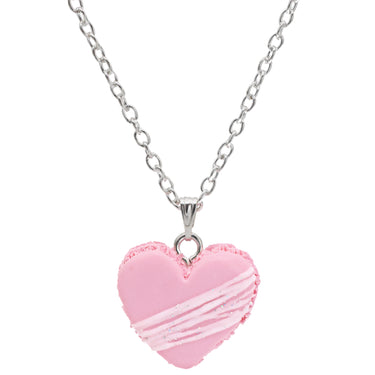 Pink Heart Macaron Charm - Glitter